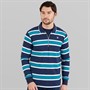 Lagooners Mens Carlos Stripe Rugby Polo Shirt Navy/Turq Stripe Navy / Turq Stripe