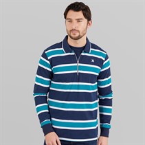 Lagooners Mens Carlos Stripe Rugby Polo Shirt Navy/Turq Stripe Navy / Turq Stripe