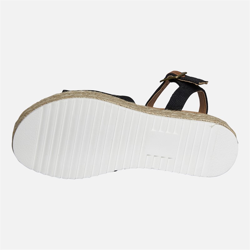 Lagooners Womens Olivia Ankle Strap Sandals Black Denim