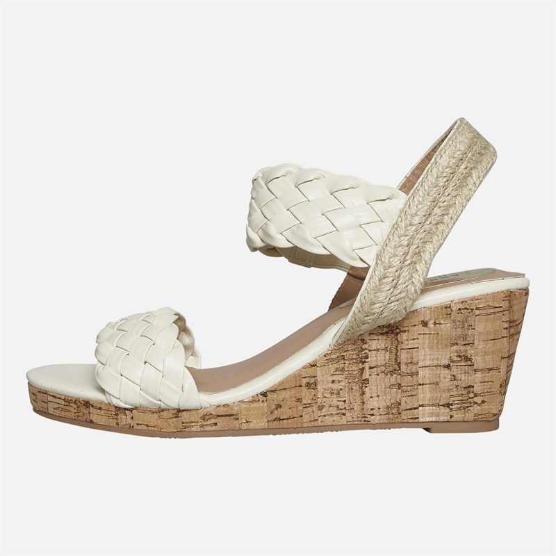 Lagooners Womens Nova Wedge Sandals White Pu