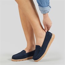 Lagooners Womens Harper Loafers Navy Suede