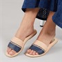 Lagooners Womens Aria Woven Sliders Navy/Natural Leather