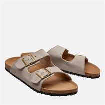 Lagooners Mens Theo Double Buckle Sandals Beige Suede