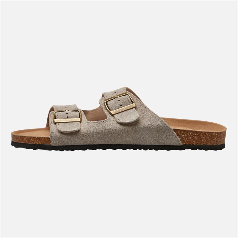 Lagooners Mens Theo Double Buckle Sandals Beige Suede