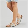 Lagooners Womens Aurora Double Buckle Sandals Beige Suede