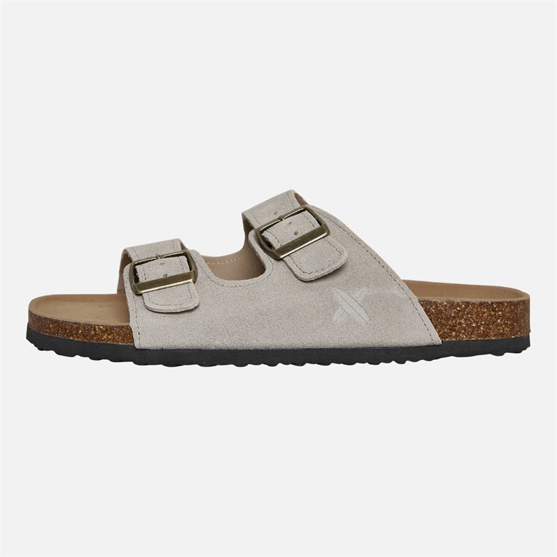 Lagooners Womens Aurora Double Buckle Sandals Beige Suede