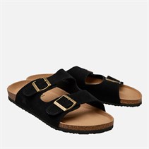 Lagooners Mens Theo Double Buckle Sandals Black Suede