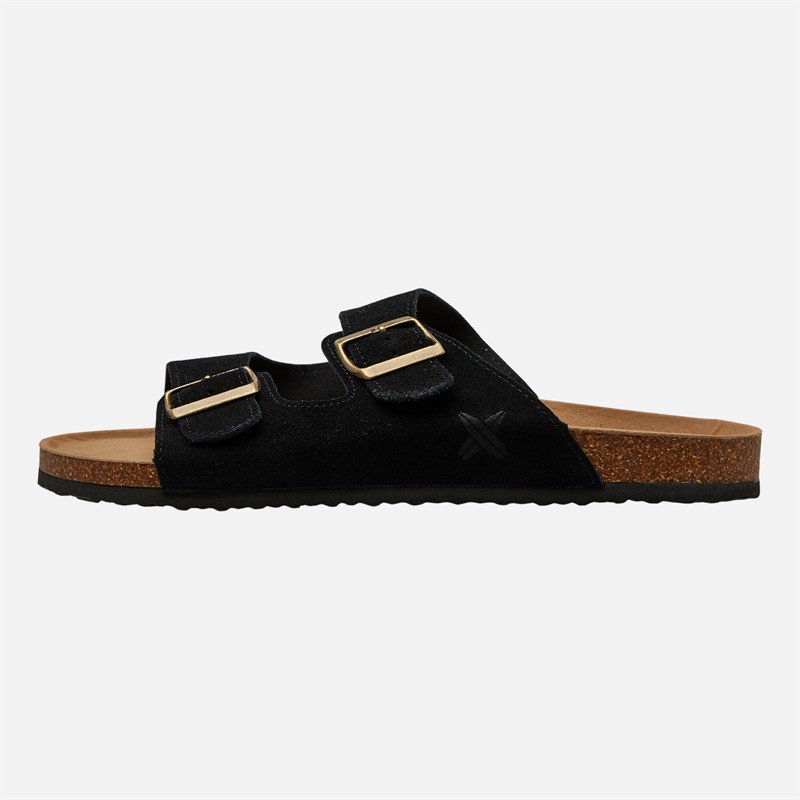 Lagooners Mens Theo Double Buckle Sandals Black Suede