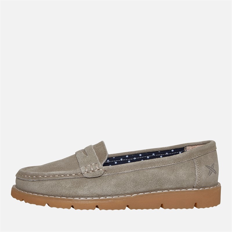Lagooners Womens Harper Loafers Beige Suede