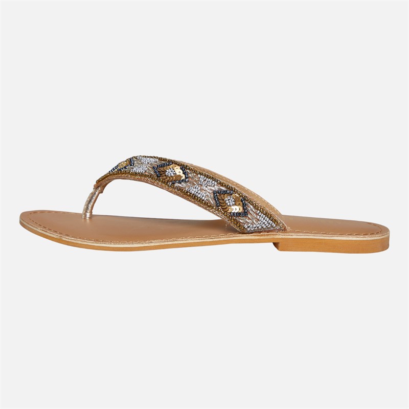 Lagooners Womens Mia Flip Flops Multi Leather