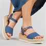 Lagooners Womens Olivia Ankle Strap Sandals Blue Denim