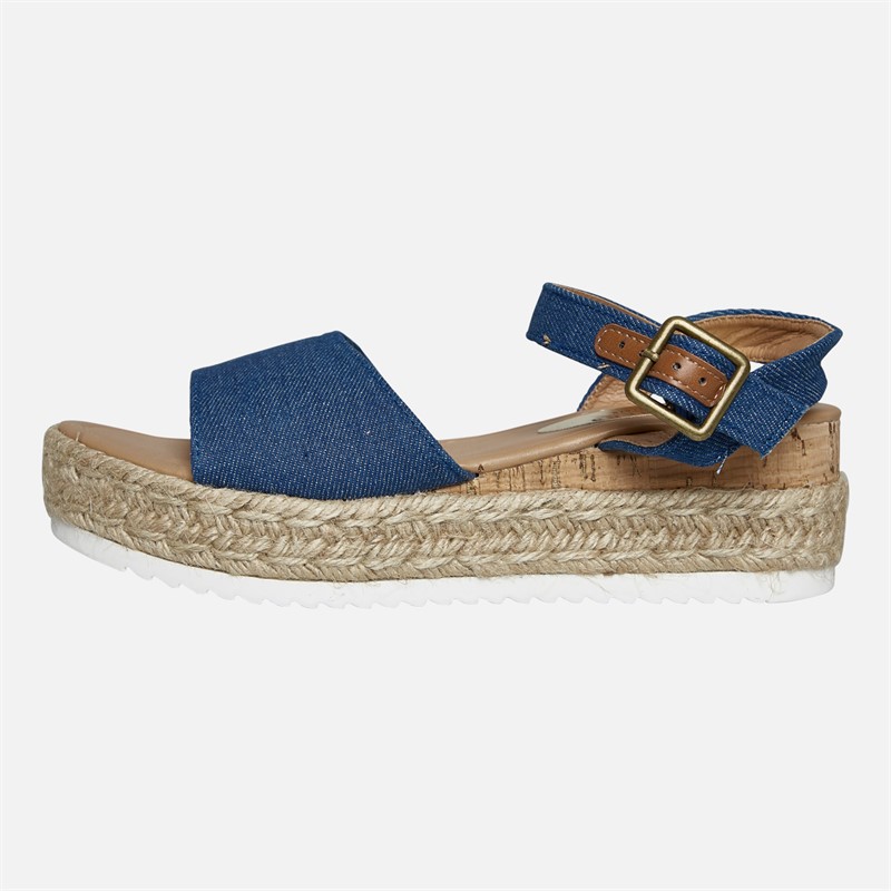 Lagooners Womens Olivia Ankle Strap Sandals Blue Denim