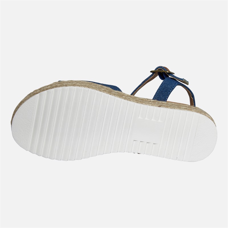 Lagooners Womens Olivia Ankle Strap Sandals Blue Denim