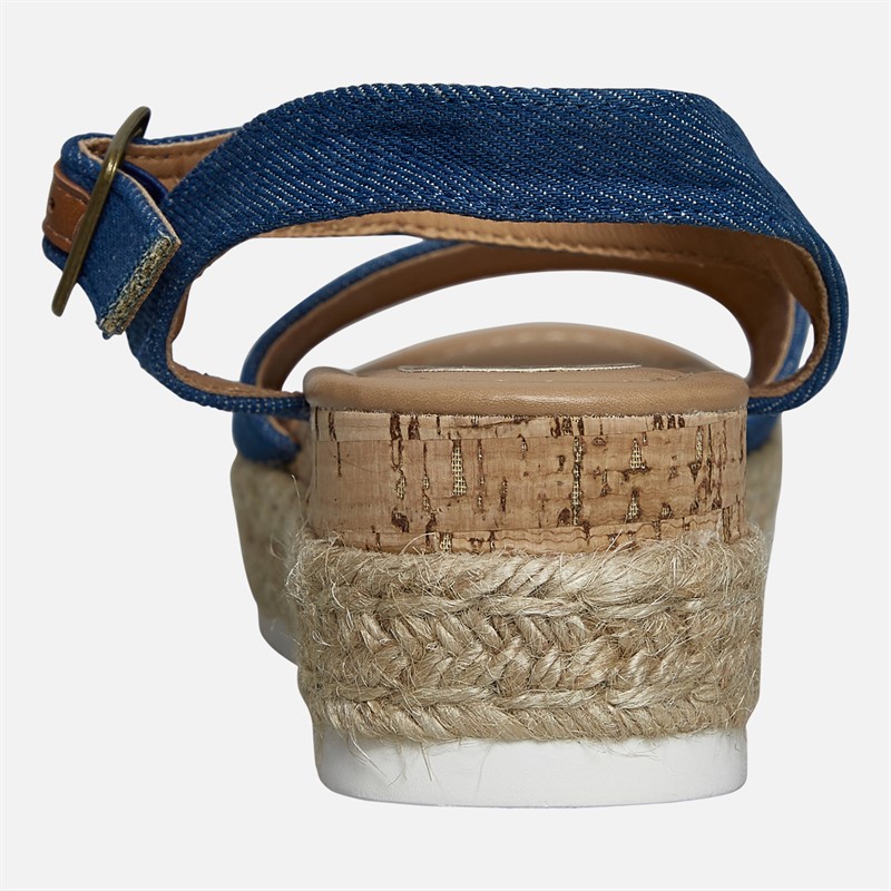 Lagooners Womens Olivia Ankle Strap Sandals Blue Denim