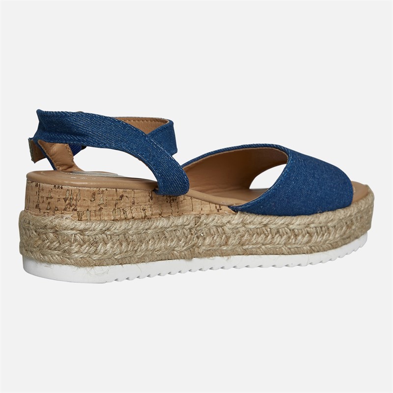 Lagooners Womens Olivia Ankle Strap Sandals Blue Denim