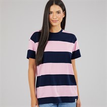 Lagooners Womens Ladies Elmsby Oversized T-Shirt Navy/Pink