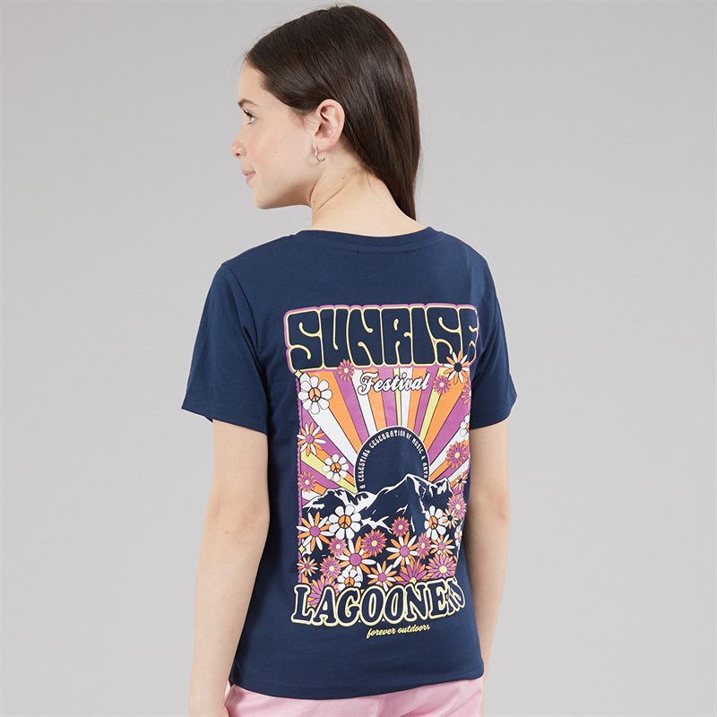 Lagooners Girls Flower T-Shirt Navy