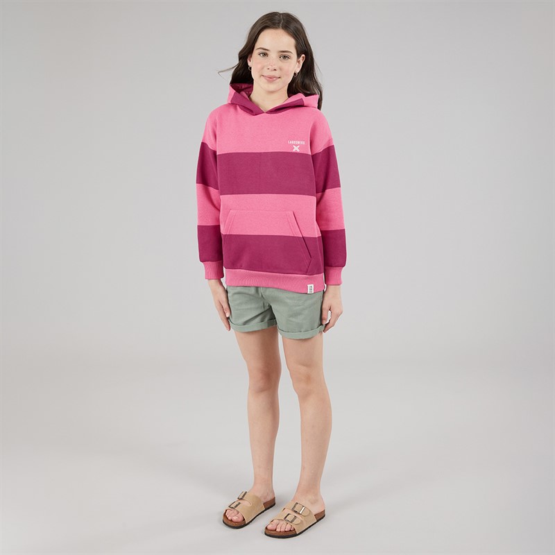 Lagooners Girls Elmbrook Stripe Hoodie Bright Pink