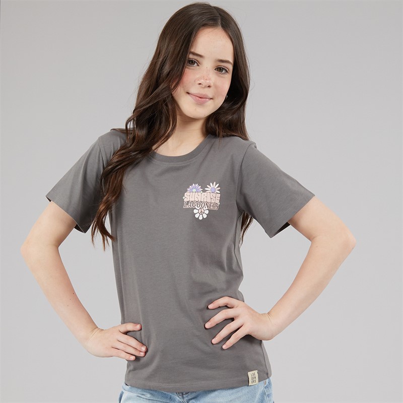 Lagooners Girls Flower T-Shirt Charcoal