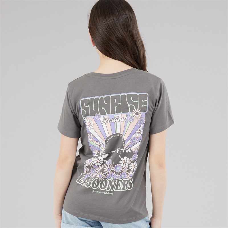 Lagooners Girls Flower T-Shirt Charcoal