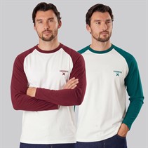Lagooners Mens Spire Two Pack Raglan Long Sleeve Tops Multi