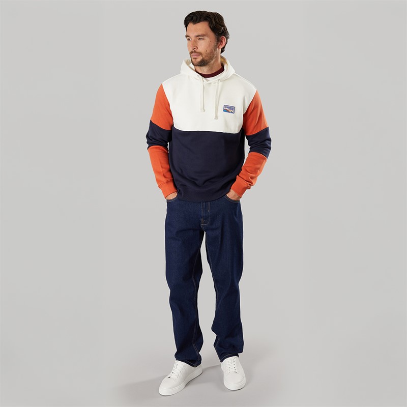 Lagooners Mens Fen Colourblock Hoodie Navy/Burnt Orange