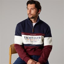 Lagooners Mens Exmouth Funnel Neck Sweat undy Navy/Burg