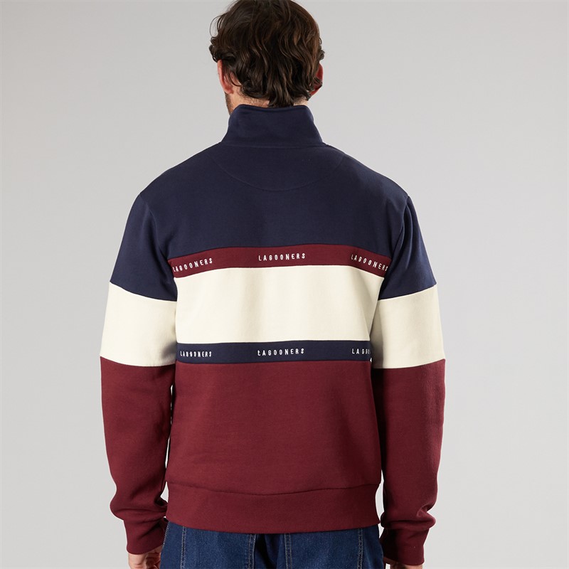 Lagooners Mens Exmouth Funnel Neck Sweat undy Navy/Burg