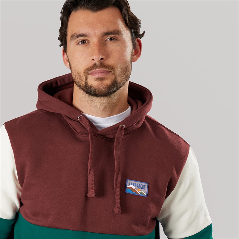 Lagooners Mens Fen Colourblock Hoodie Teal/Brown