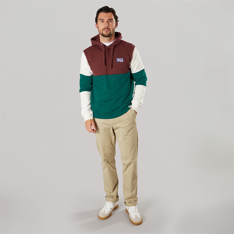 Lagooners Mens Fen Colourblock Hoodie Teal/Brown