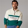 Lagooners Mens Exmouth Funnel Neck Sweat Ecru/Green