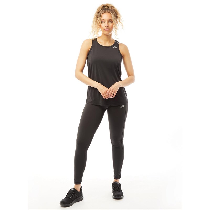 SKECHERS Womens Pioneer Mesh Back Tank Top Black