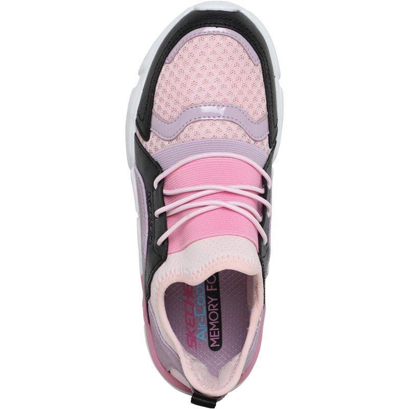 SKECHERS Junior Block Homeroom Trainers Black/Lavender/Pink