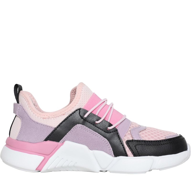 SKECHERS Junior Block Homeroom Trainers Black/Lavender/Pink