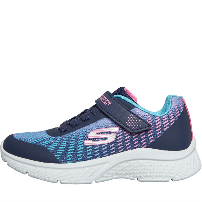 SKECHERS Junior Girls Microspec Plus Disco Dreaming Navy/Metallic