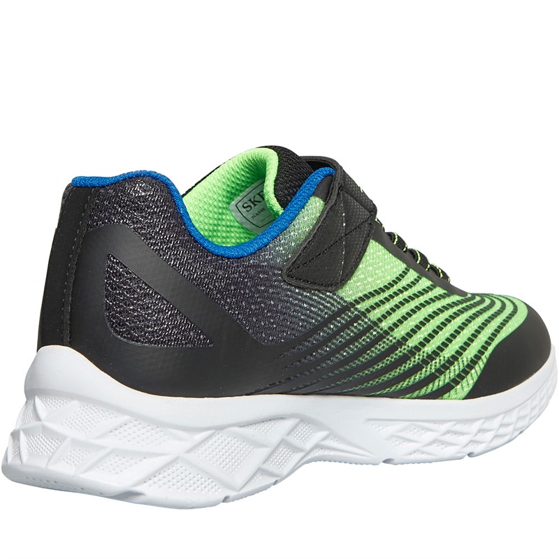 SKECHERS Junior Boys Microspec Max II Trainers Black/Blue/Lime