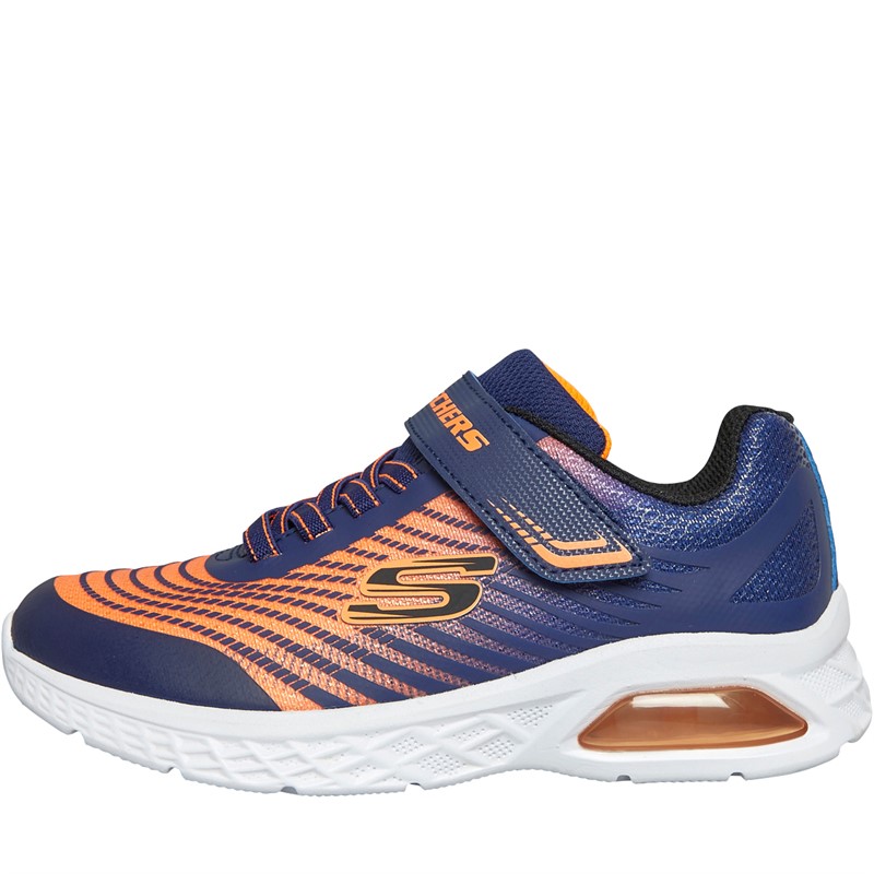 SKECHERS Junior Boys Microspec Max II Trainers Navy Orange