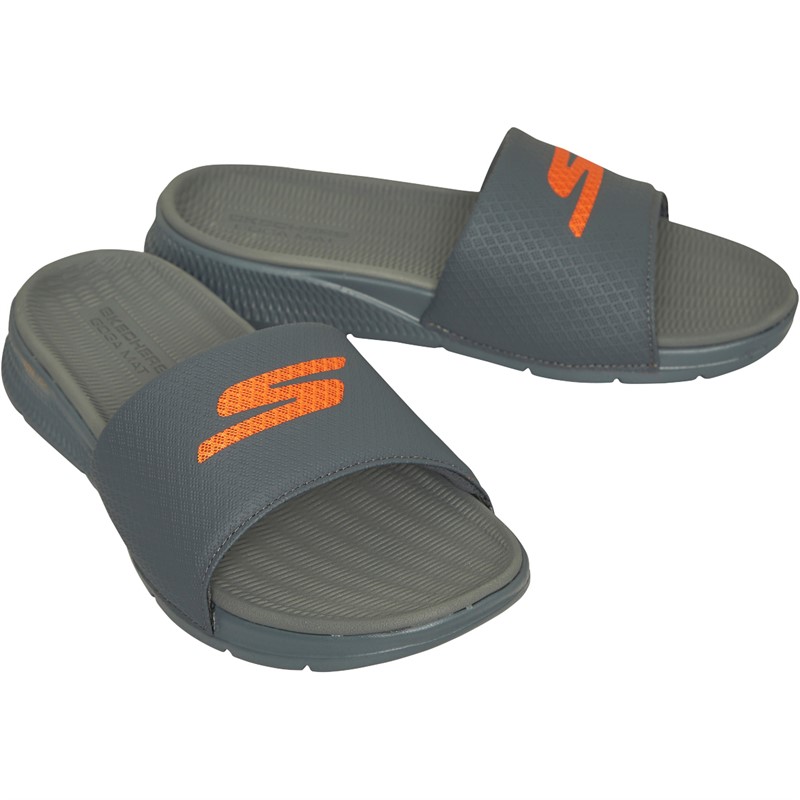 Buy SKECHERS Mens Skechers Go Consistent Halo Sliders Charcoal Orange