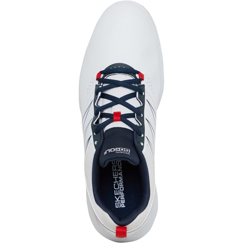 SKECHERS Mens Go Golf Torque Waterproof Golf Shoes White/Navy/Red