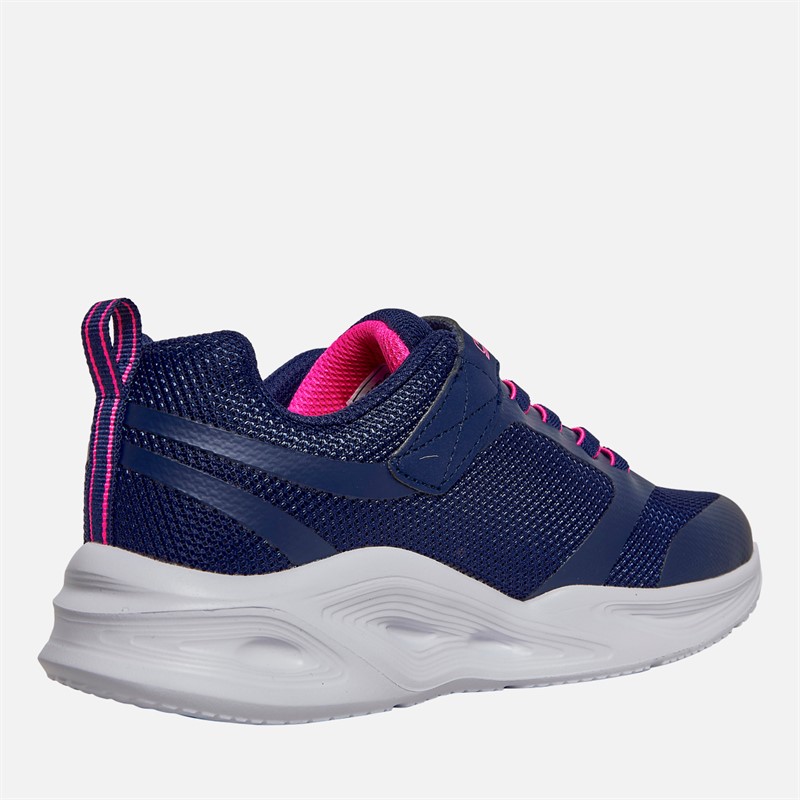 SKECHERS Junior Girls Solar Glow Lights Trainers Navy