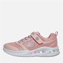 SKECHERS Junior Girls Solar Glow Lights Trainers Light Pink