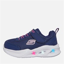 SKECHERS Infant Girls Solar Glow Lights Trainers Navy