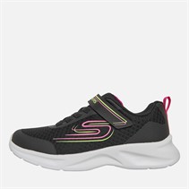 SKECHERS Girls Dynamatic Nonstop Speed Trainers Black/Hot Pink