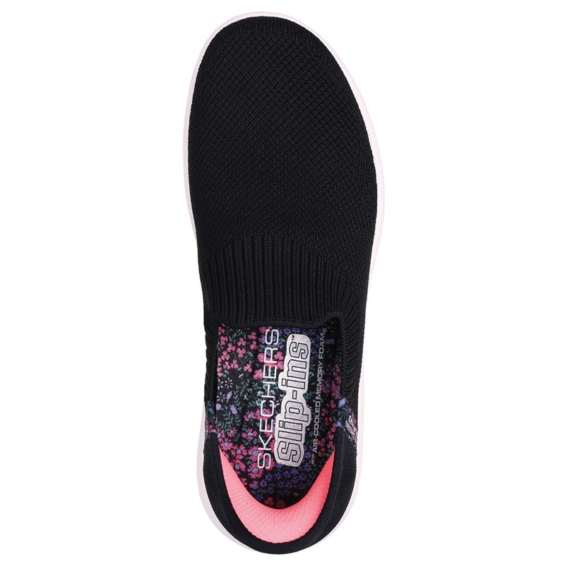 SKECHERS Womens Slip-Ins Go Walk Travel Tahiti Sunset Trainers Black/White