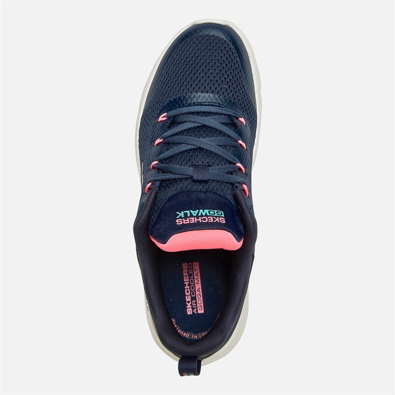 SKECHERS Womens Go Walk Flex Caley Trainers Navy/White/Pink