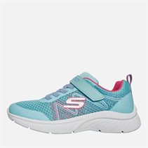 SKECHERS Junior Girls Microspec Plus Swirl Sweet Trainers Aqua/Pink