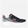SKECHERS Junior Boys Microspec II Vovrix Trainers Black/Silver/Red
