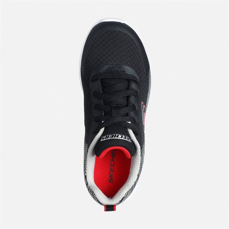 SKECHERS Junior Boys Microspec II Vovrix Trainers Black/Silver/Red