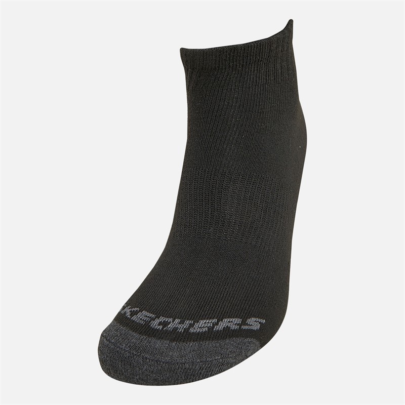 SKECHERS Mens Six Pack Quarter Socks Black