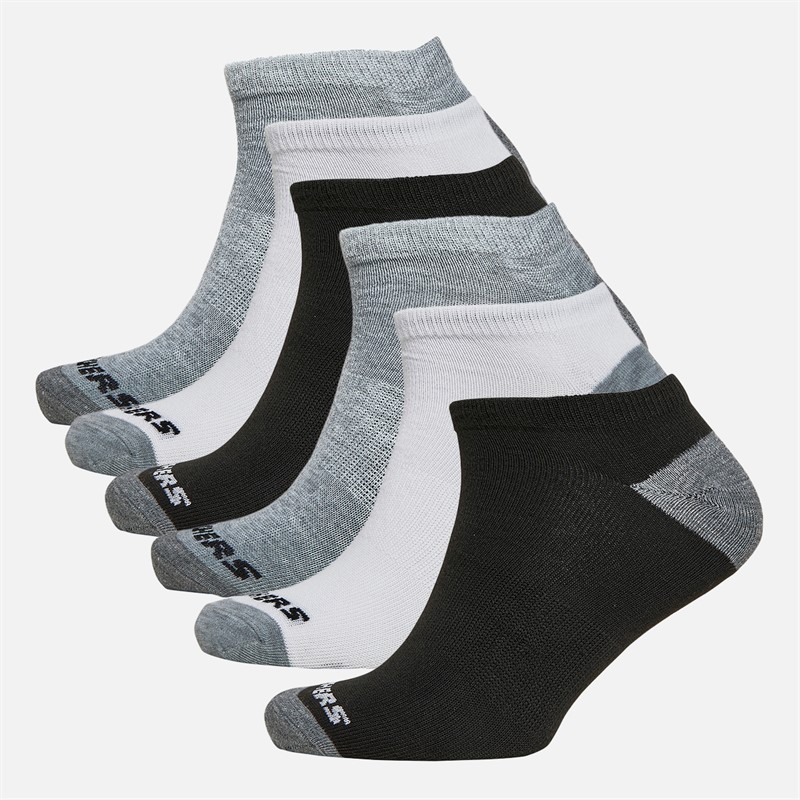 SKECHERS Mens Six Pack No Show Socks White/Black/Grey